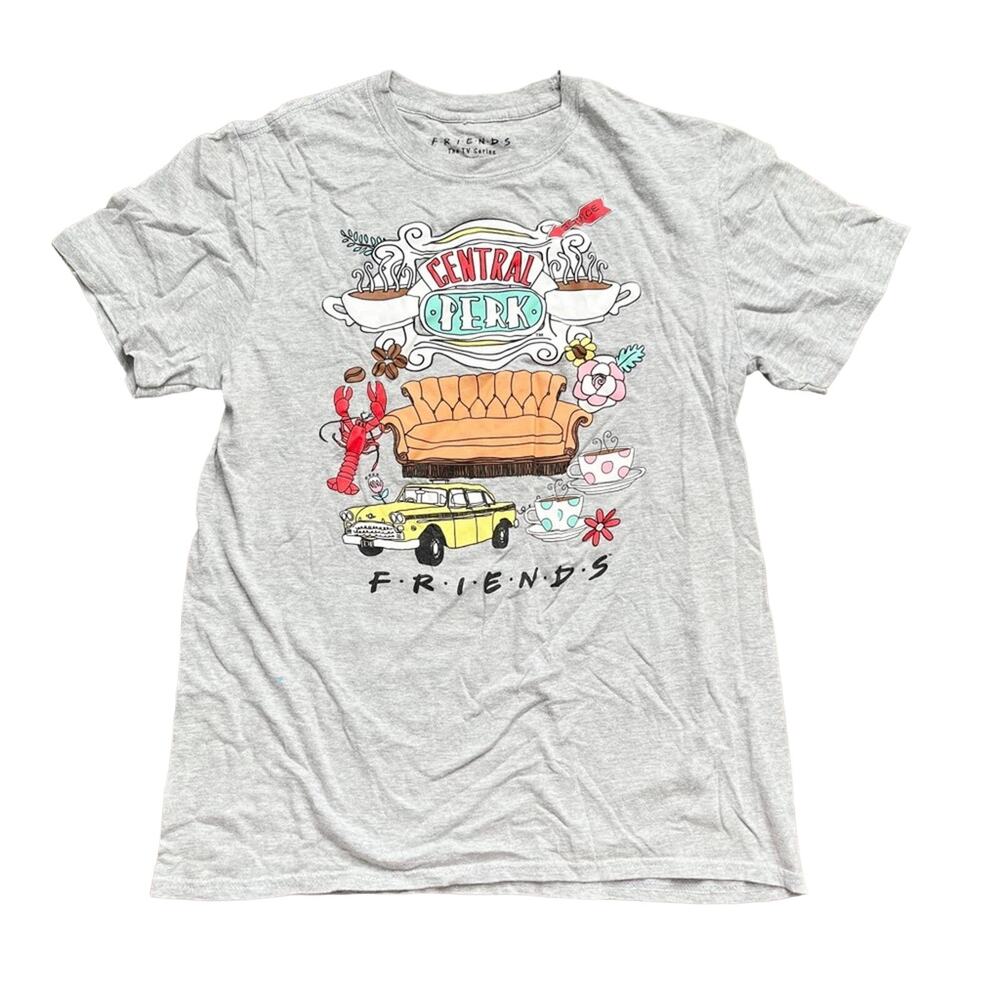 Friends Women Size Small Gray Crewneck Graphic Print Short Sleeve Tee T-Shirt